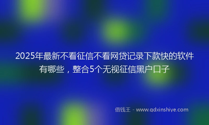 2025年最新不看征信不看网贷记录下款快的软件有哪些，整合5个无视征信黑户口子