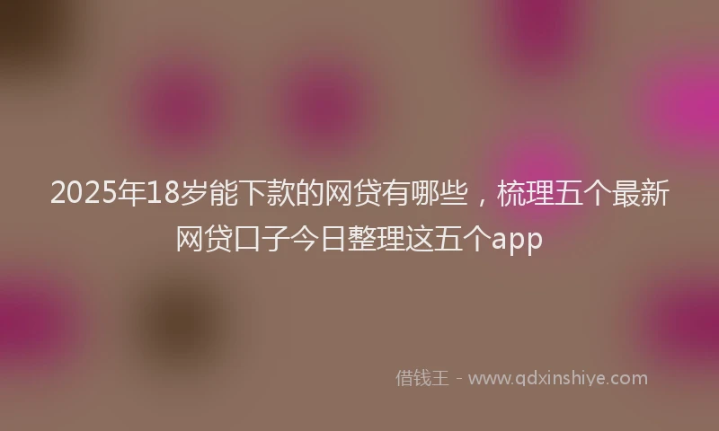 2025年18岁能下款的网贷有哪些，梳理五个最新网贷口子今日整理这五个app