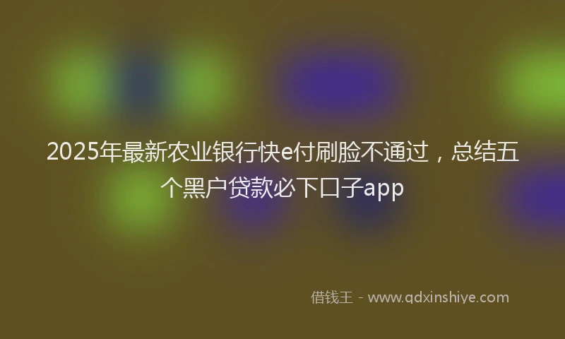 2025年最新农业银行快e付刷脸不通过，总结五个黑户贷款必下口子app