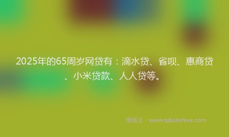 2025年的65周岁网贷有：滴水贷、省呗、惠商贷、小米贷款、人人贷等。