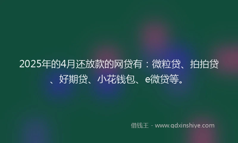 2025年的4月还放款的网贷有：微粒贷、拍拍贷、好期贷、小花钱包、e微贷等。