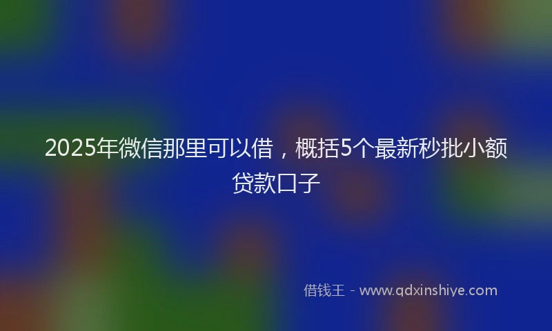 2025年微信那里可以借，概括5个最新秒批小额贷款口子