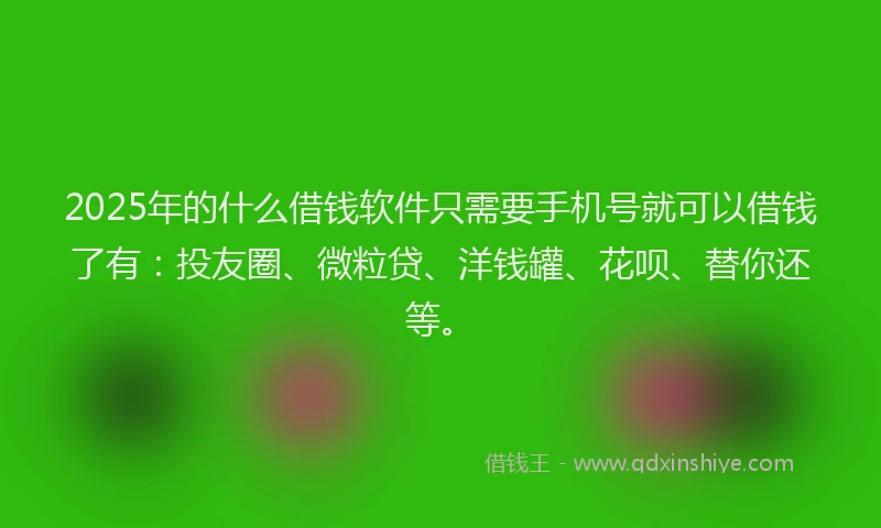 2025年的什么借钱软件只需要手机号就可以借钱了有：投友圈、微粒贷、洋钱罐、花呗、替你还等。