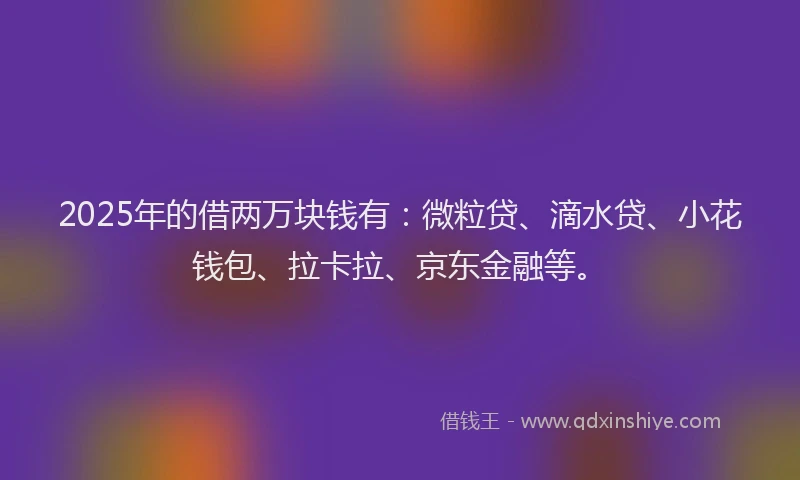 2025年的借两万块钱有：微粒贷、滴水贷、小花钱包、拉卡拉、京东金融等。