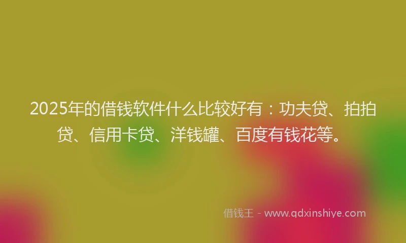 2025年的借钱软件什么比较好有：功夫贷、拍拍贷、信用卡贷、洋钱罐、百度有钱花等。