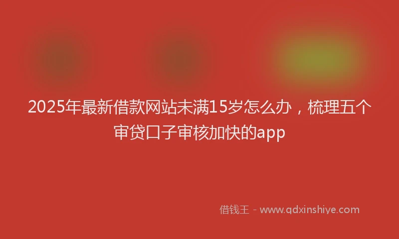 2025年最新借款网站未满15岁怎么办，梳理五个审贷口子审核加快的app