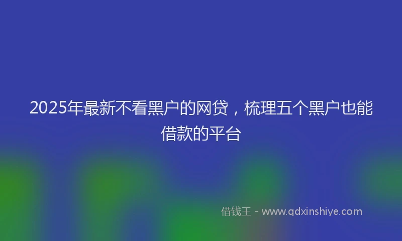 2025年最新不看黑户的网贷，梳理五个黑户也能借款的平台