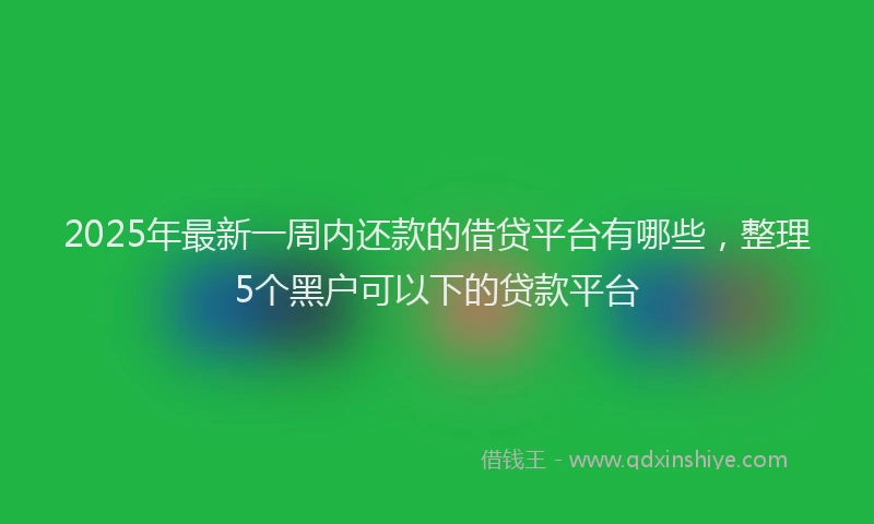 2025年最新一周内还款的借贷平台有哪些，整理5个黑户可以下的贷款平台
