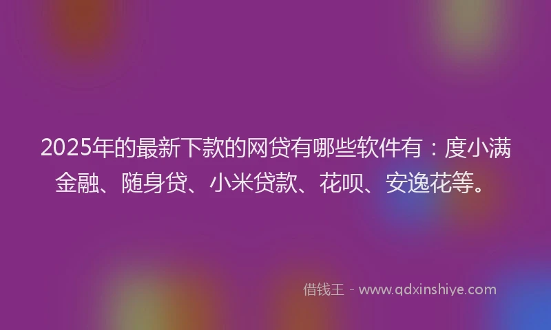 2025年的最新下款的网贷有哪些软件有：度小满金融、随身贷、小米贷款、花呗、安逸花等。