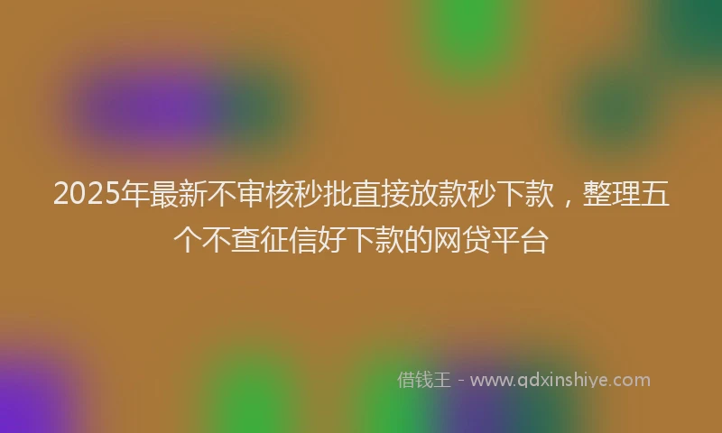 2025年最新不审核秒批直接放款秒下款，整理五个不查征信好下款的网贷平台