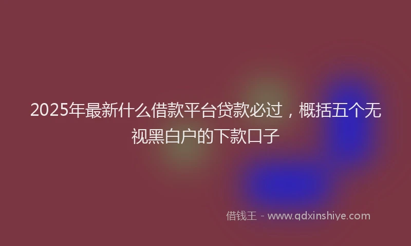 2025年最新什么借款平台贷款必过，概括五个无视黑白户的下款口子