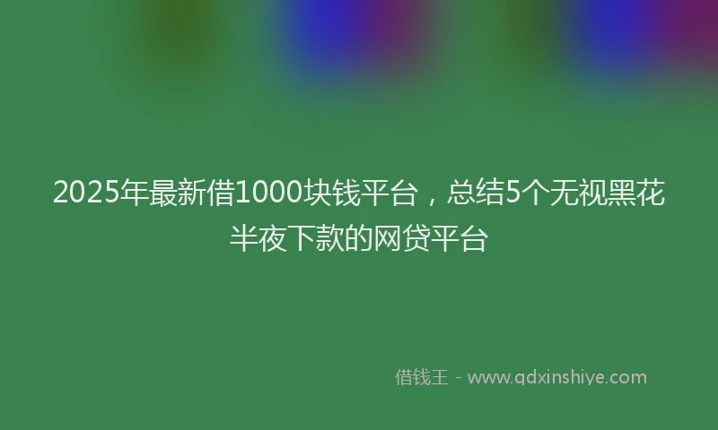 2025年最新借1000块钱平台，总结5个无视黑花半夜下款的网贷平台