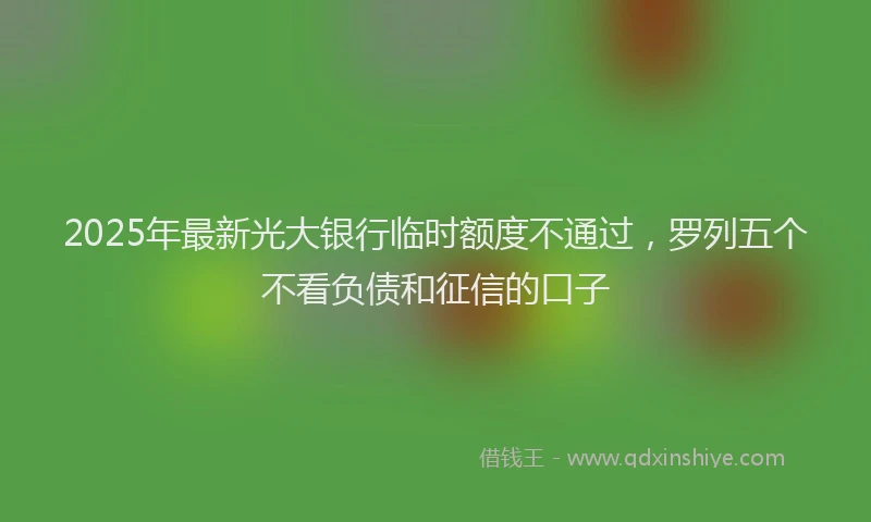 2025年最新光大银行临时额度不通过，罗列五个不看负债和征信的口子