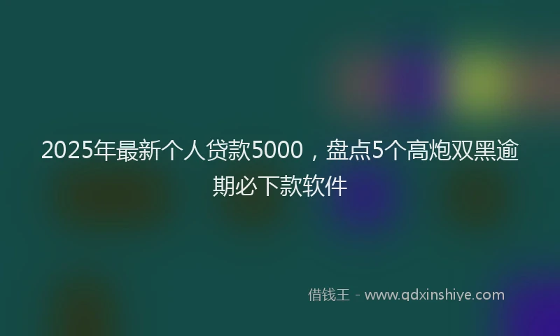 2025年最新个人贷款5000，盘点5个高炮双黑逾期必下款软件