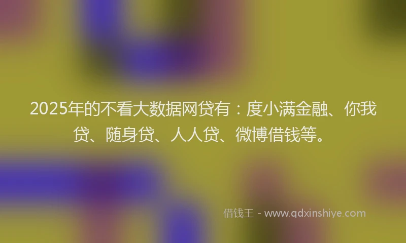 2025年的不看大数据网贷有：度小满金融、你我贷、随身贷、人人贷、微博借钱等。