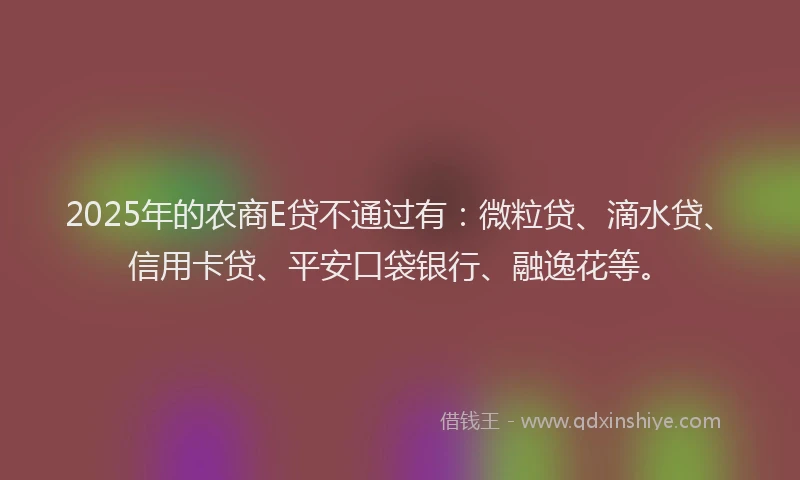 2025年的农商E贷不通过有：微粒贷、滴水贷、信用卡贷、平安口袋银行、融逸花等。