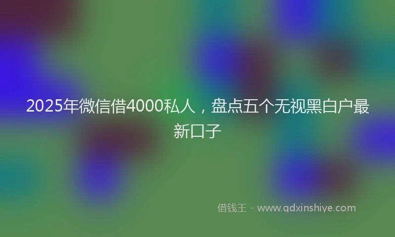 2025年微信借4000私人，盘点五个无视黑白户最新口子