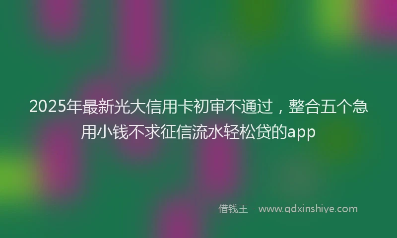 2025年最新光大信用卡初审不通过，整合五个急用小钱不求征信流水轻松贷的app
