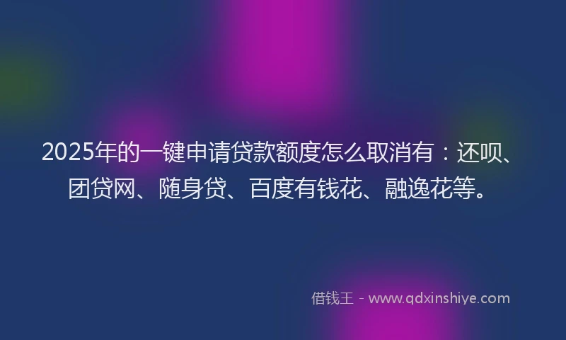 2025年的一键申请贷款额度怎么取消有：还呗、团贷网、随身贷、百度有钱花、融逸花等。