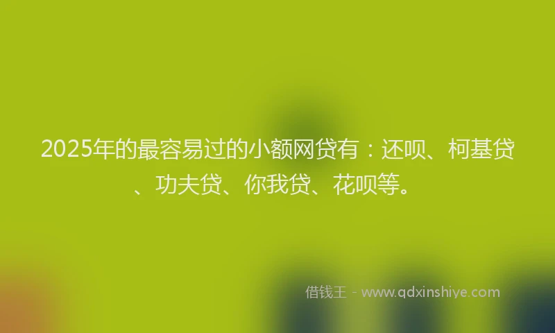 2025年的最容易过的小额网贷有：还呗、柯基贷、功夫贷、你我贷、花呗等。