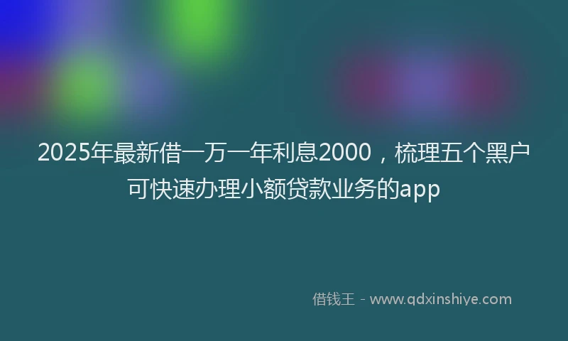 2025年最新借一万一年利息2000，梳理五个黑户可快速办理小额贷款业务的app