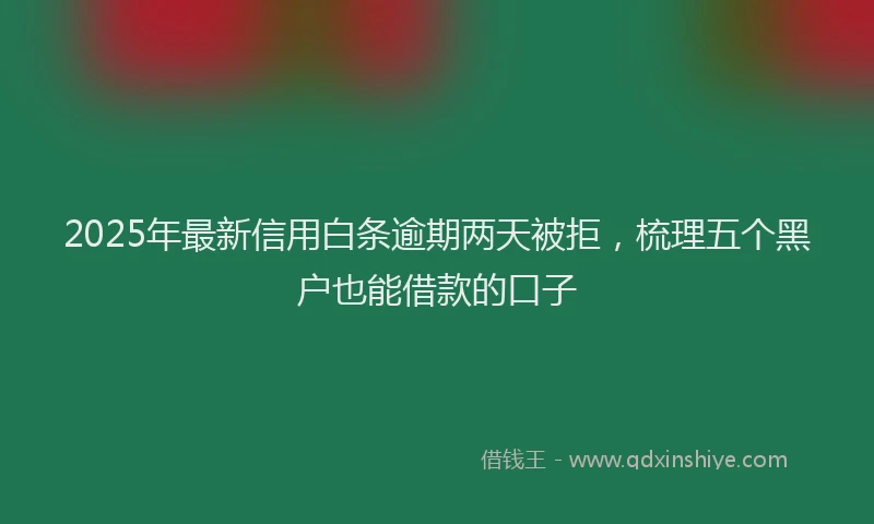2025年最新信用白条逾期两天被拒，梳理五个黑户也能借款的口子
