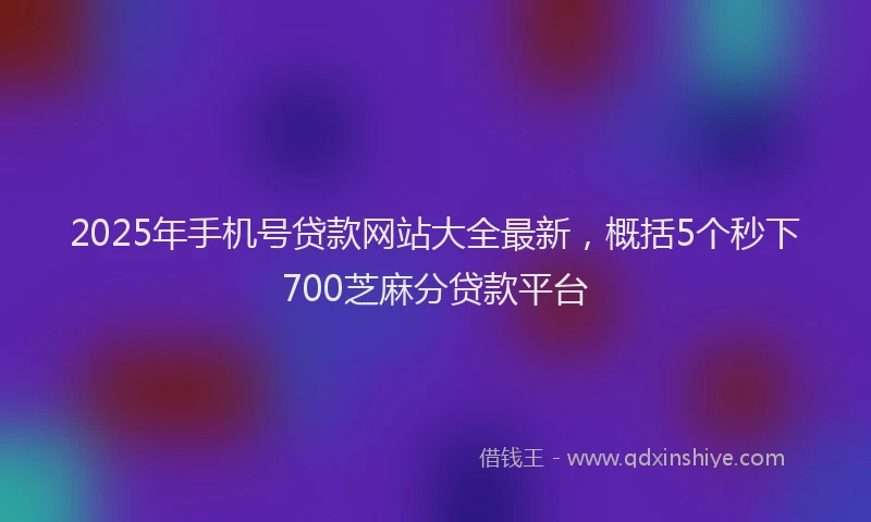 2025年手机号贷款网站大全最新，概括5个秒下700芝麻分贷款平台