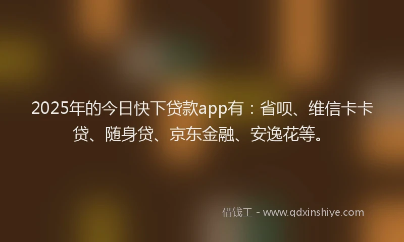 2025年的今日快下贷款app有：省呗、维信卡卡贷、随身贷、京东金融、安逸花等。