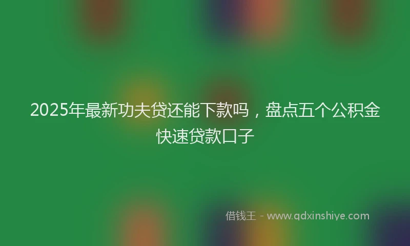 2025年最新功夫贷还能下款吗，盘点五个公积金快速贷款口子