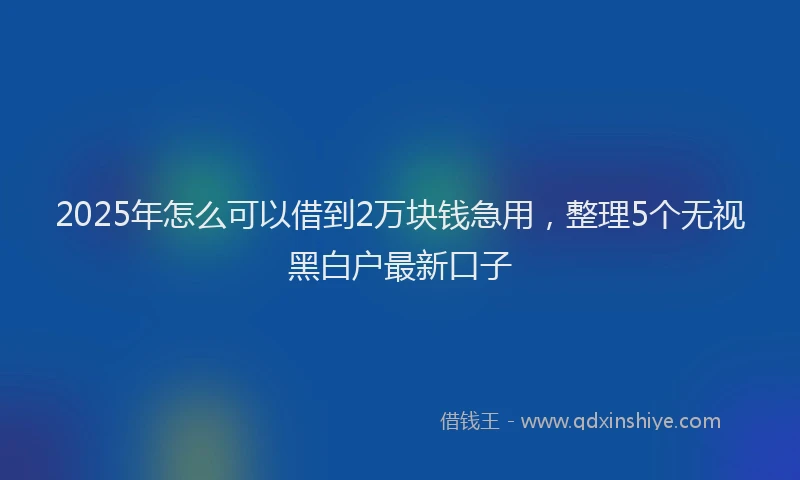 2025年怎么可以借到2万块钱急用，整理5个无视黑白户最新口子