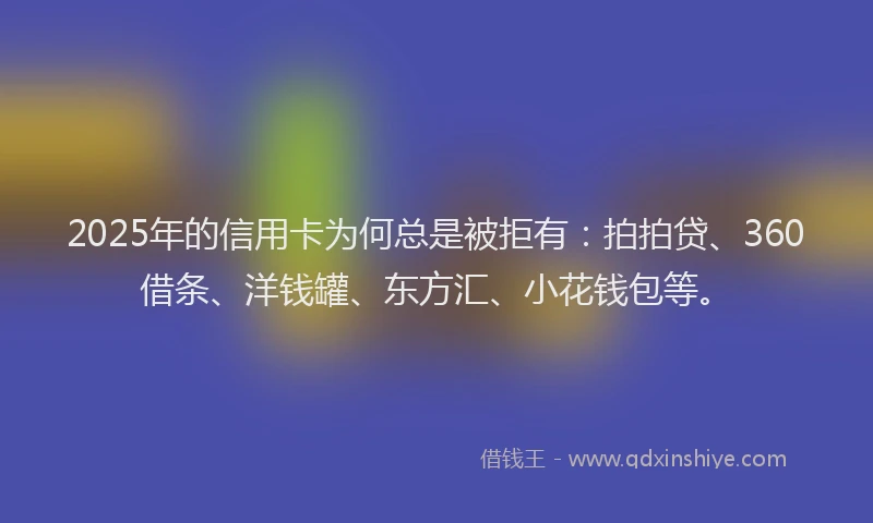 2025年的信用卡为何总是被拒有：拍拍贷、360借条、洋钱罐、东方汇、小花钱包等。