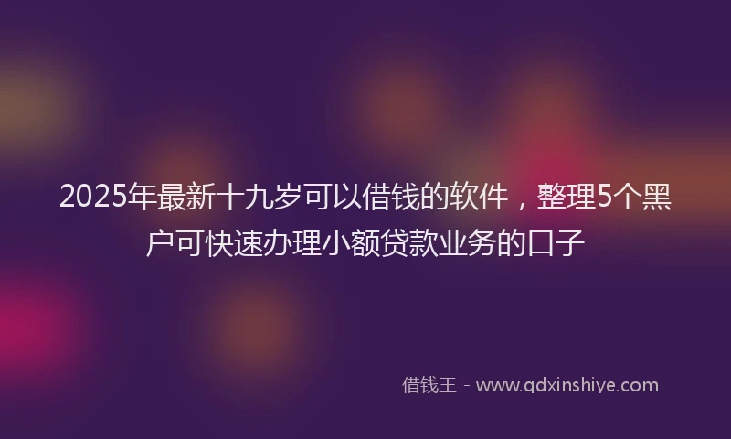 2025年最新十九岁可以借钱的软件，整理5个黑户可快速办理小额贷款业务的口子