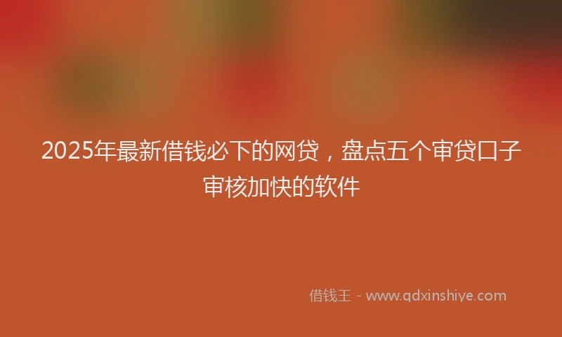 2025年最新借钱必下的网贷，盘点五个审贷口子审核加快的软件