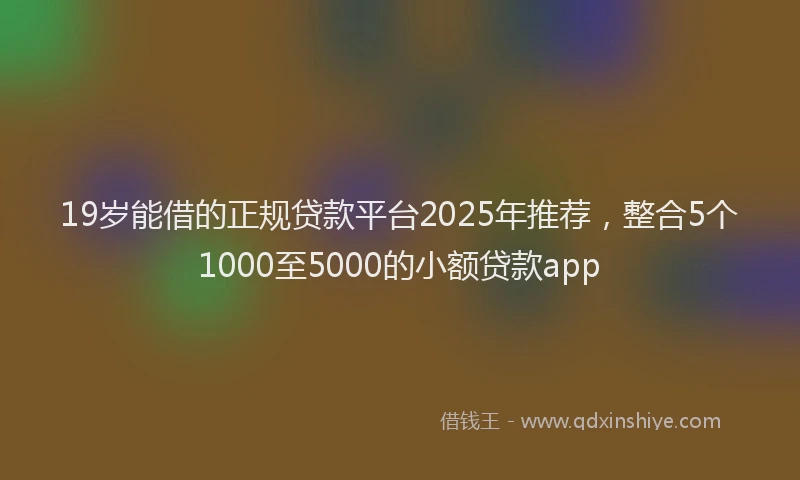 19岁能借的正规贷款平台2025年推荐，整合5个1000至5000的小额贷款app