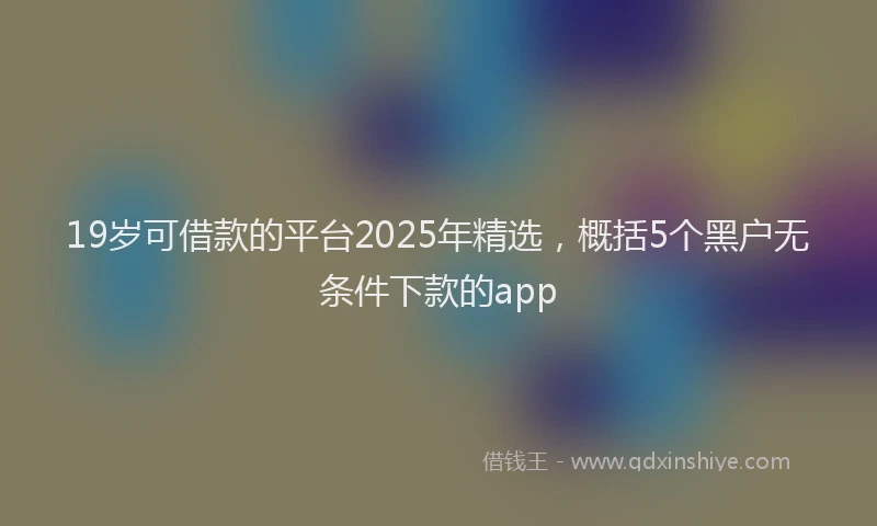 19岁可借款的平台2025年精选，概括5个黑户无条件下款的app