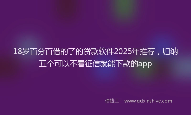 18岁百分百借的了的贷款软件2025年推荐，归纳五个可以不看征信就能下款的app