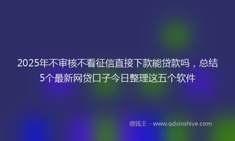 2025年不审核不看征信直接下款能贷款吗，总结5个最新网贷口子今日整理这五个软件