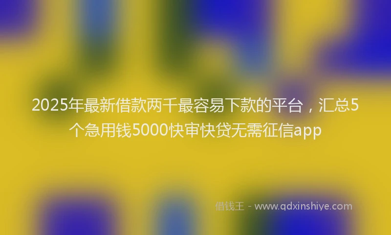 2025年最新借款两千最容易下款的平台，汇总5个急用钱5000快审快贷无需征信app
