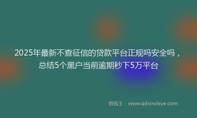 2025年最新不查征信的贷款平台正规吗安全吗，总结5个黑户当前逾期秒下5万平台
