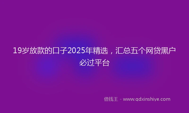 19岁放款的口子2025年精选，汇总五个网贷黑户必过平台