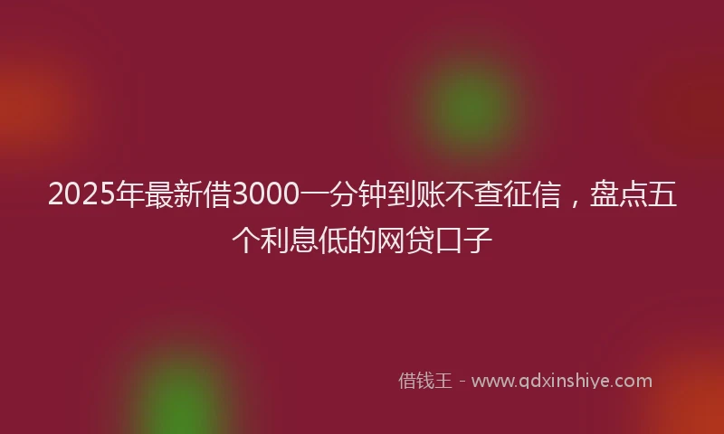 2025年最新借3000一分钟到账不查征信，盘点五个利息低的网贷口子
