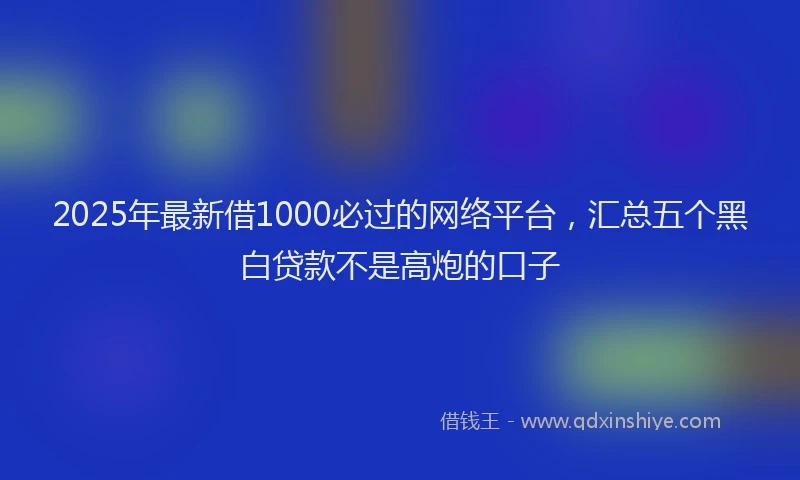 2025年最新借1000必过的网络平台，汇总五个黑白贷款不是高炮的口子
