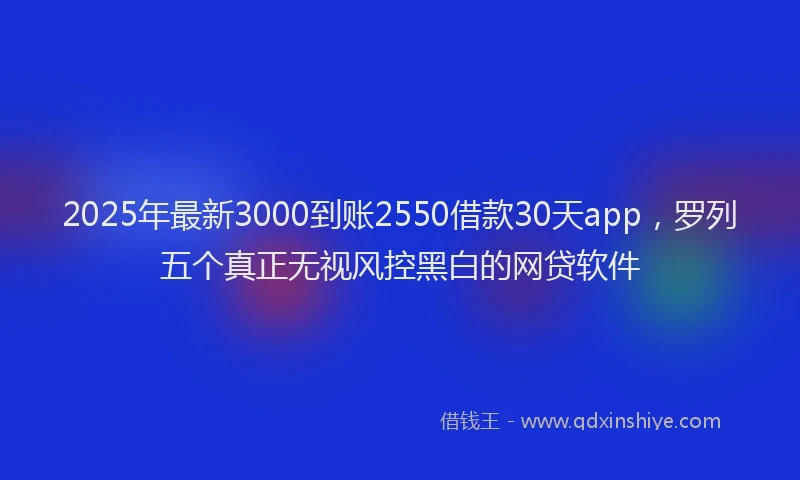 2025年最新3000到账2550借款30天app，罗列五个真正无视风控黑白的网贷软件