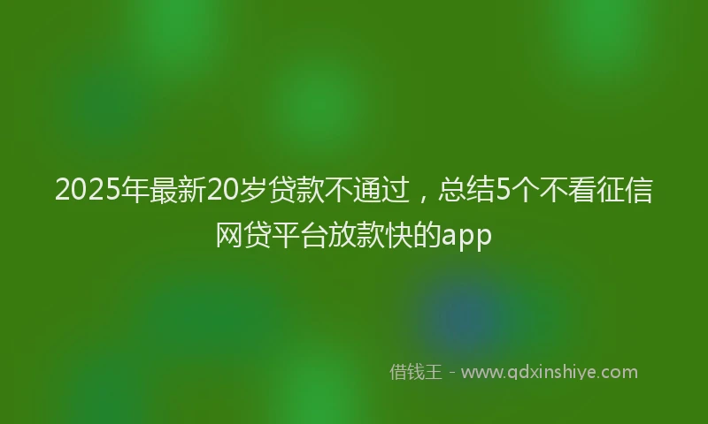 2025年最新20岁贷款不通过，总结5个不看征信网贷平台放款快的app
