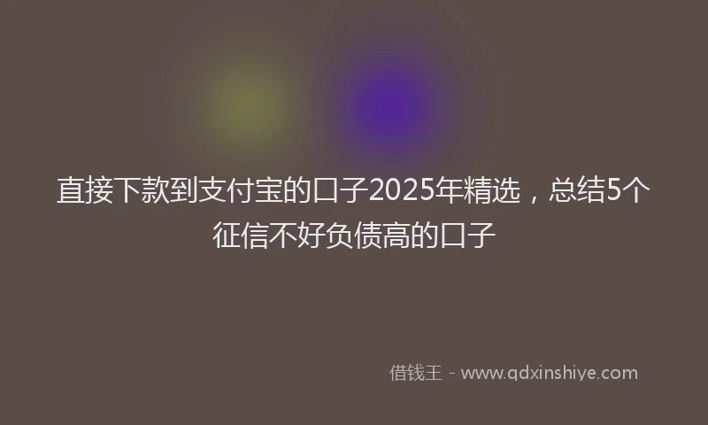 直接下款到支付宝的口子2025年精选，总结5个征信不好负债高的口子