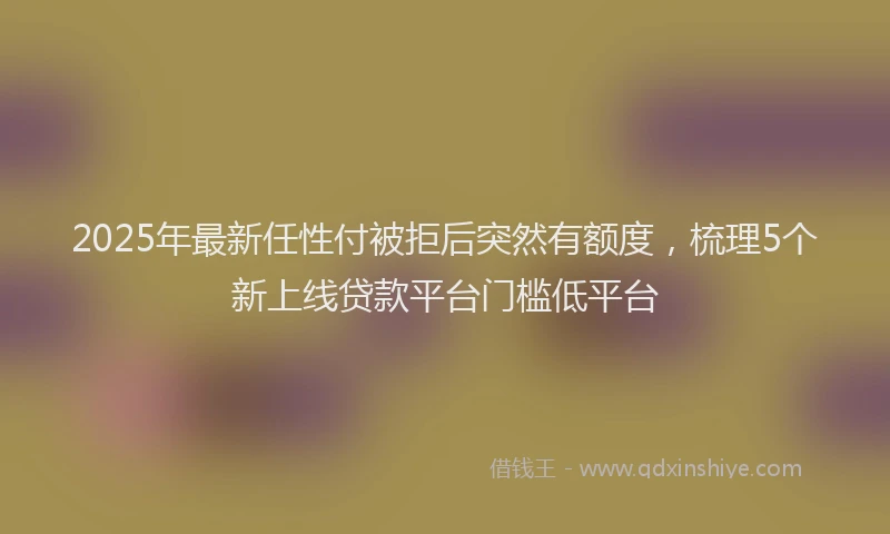 2025年最新任性付被拒后突然有额度，梳理5个新上线贷款平台门槛低平台