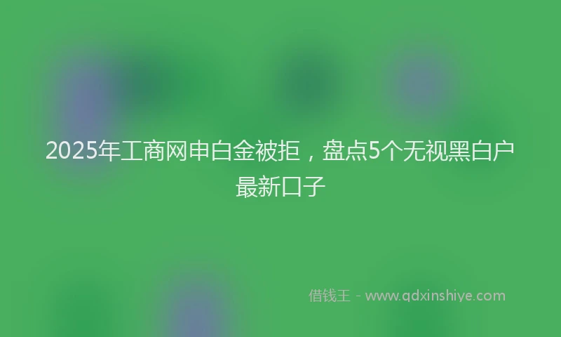 2025年工商网申白金被拒，盘点5个无视黑白户最新口子