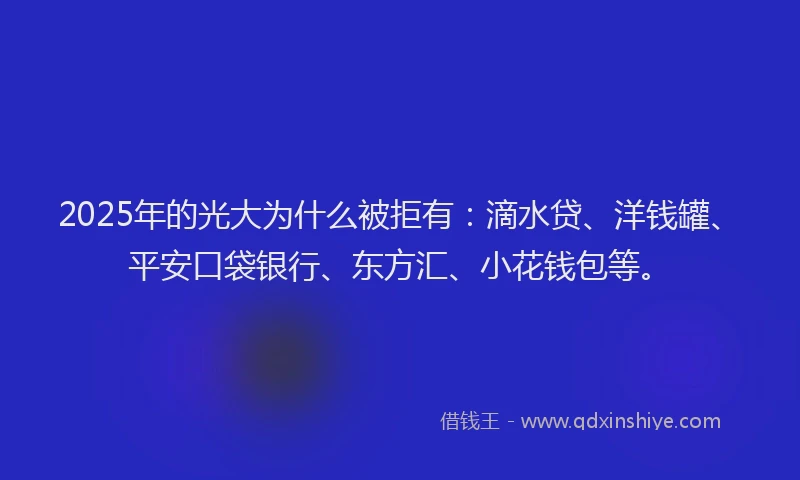 2025年的光大为什么被拒有：滴水贷、洋钱罐、平安口袋银行、东方汇、小花钱包等。