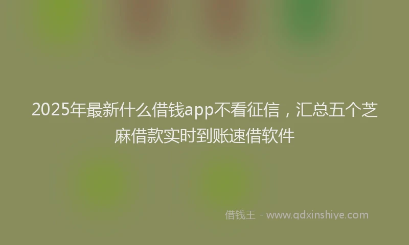 2025年最新什么借钱app不看征信，汇总五个芝麻借款实时到账速借软件