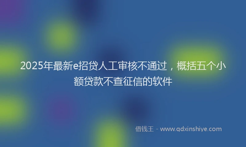 2025年最新e招贷人工审核不通过，概括五个小额贷款不查征信的软件
